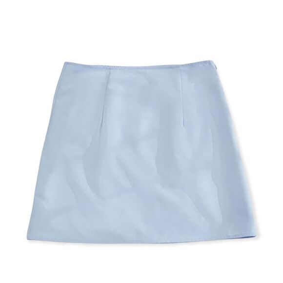 🆕Split Hem Baby Blue Side Zipper Mini Skirt - Picture 4 of 7